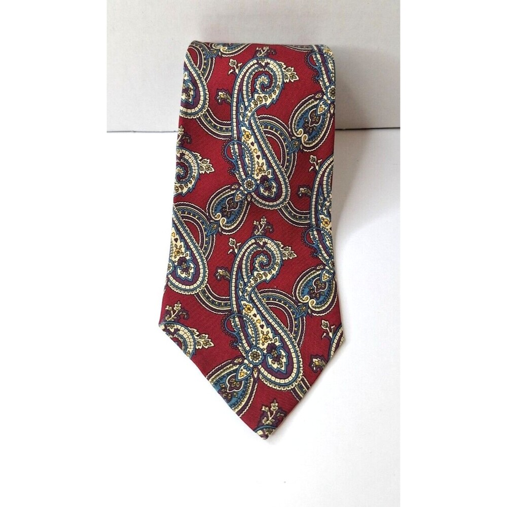 Vintage POLO RALPH LAUREN‎ Silk Paisley Burgundy Neck Tie Hand Made USA Business